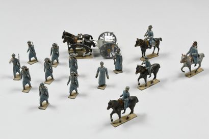 null Lot de soldats de plomb CBG: 10 figurines d'infanterie bleu horizon 1914/1918,...