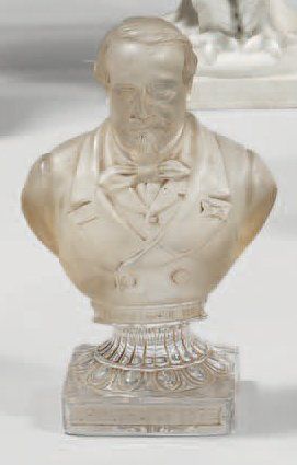 null Napoléon III en habit civil, buste en cristal moulé, marqué sur le piédouche...