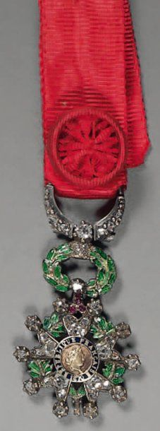 null Croix d'officier de l'ordre de la Légion d'Honneur, miniature en vermeil et...