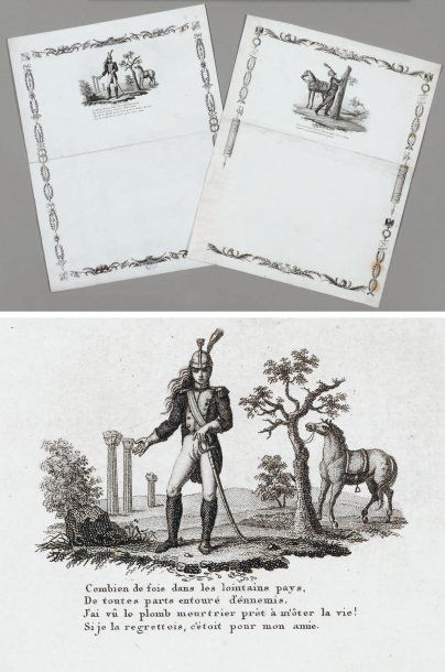 Deux Papiers à lettre de Soldat du Premier-Empire,...
