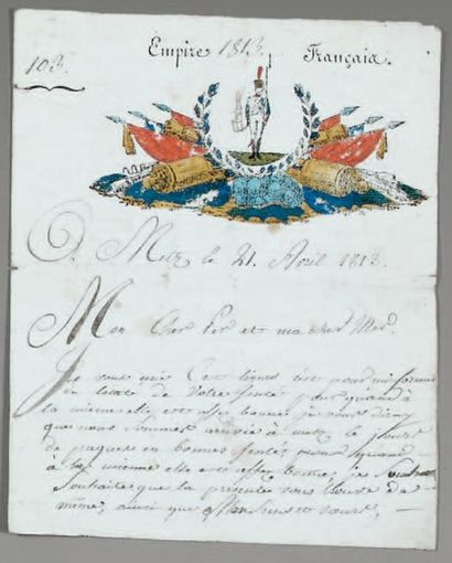 null L. A. S. "Jean-Baptiste et Louis Bonnet" à leur père. Metz, 21 avril 1813. Trois...