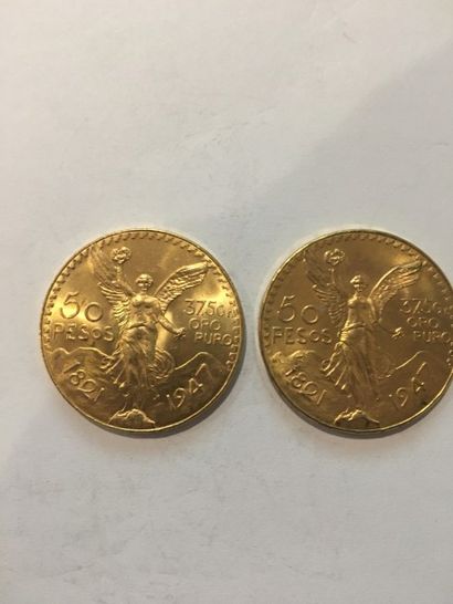 NON VENU
2 pièces de 50 Pesos en or 1821/1947

Frais...