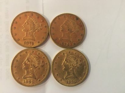 null 4 pièces de 10 dollars or de 1879-1890-1898-1899
 