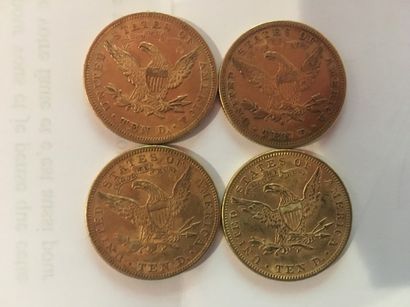 4 pièces de 10 dollars or de 1879-1890-1...