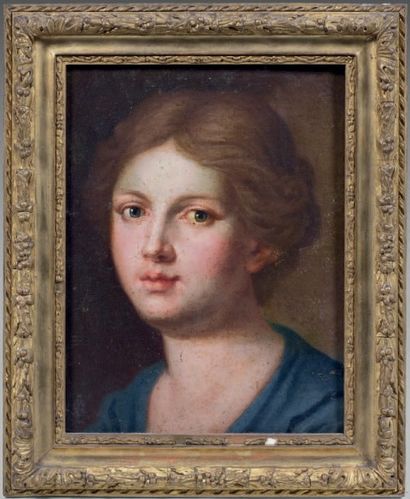 ÉCOLE ITALIENNE vers 1740 Figure de jeune fille
Toile marouflée sur panneau. Soulèvement...
