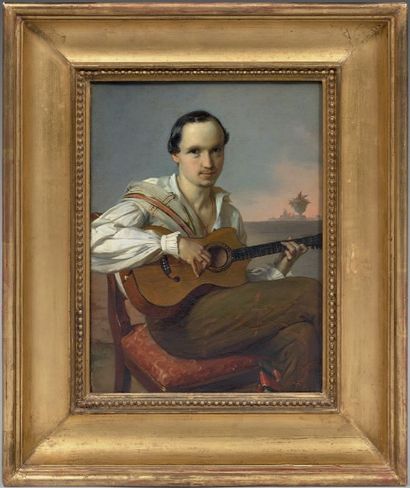 BERGAMESCHI (Actif à Rome en 1854) Portrait d'un professeur
Sur sa toile d'origine....