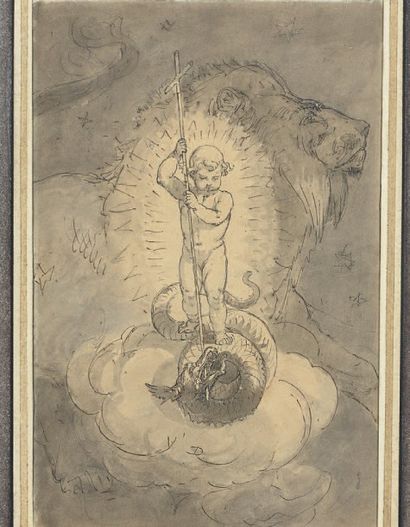 Yan' DARGENT (Saint Servais 1824 - Paris 1899) Illustration pour Le paradis, chant...