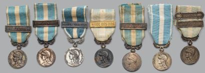 null Six médailles coloniales en argent, modèle 1893 par Georges Lemaire, dont trois...