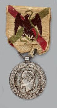 null Médaille du Mexique en argent par Barre. (Ruban usagé).
Époque Second-Empire.
Bon...