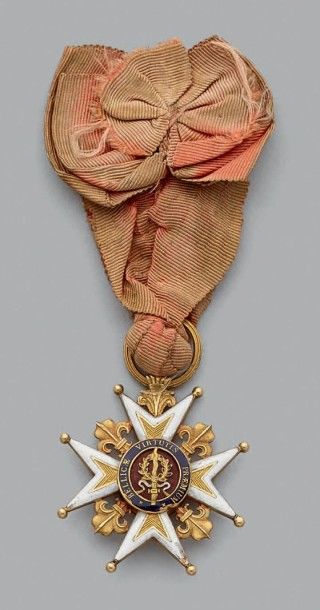null Croix de chevalier de l'ordre de Saint-Louis en or, émaillée; avec son ruban...