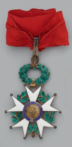 null Croix de commandeur de l'ordre de la Légion d'honneur en vermeil émaillée, poinçonnée...