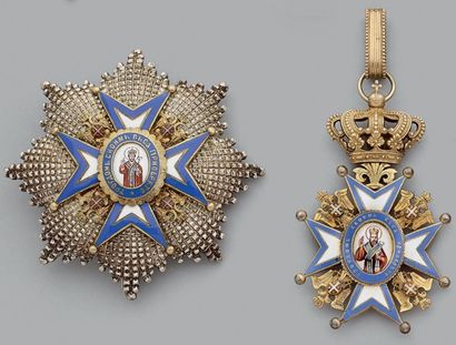 null Ensemble de commandeur de l'ordre de Saint-Sava deuxième type, croix en vermeil...