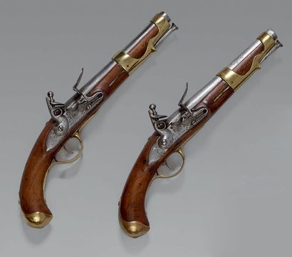 null Paire de pistolets de cavalerie à silex modèle 1763/1766 dit “modèle 1774”,...