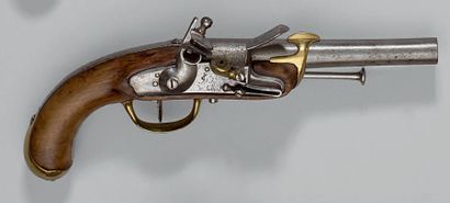 null Pistolet à silex de marine modèle 1779 premier type, canon rond daté: “82”;...