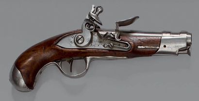 null Pistolet à silex de maréchaussée modèle 1770, canon poinçonné: “7 E”; platine...