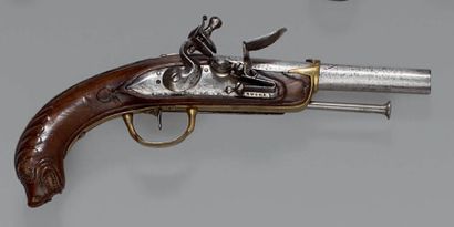 null Pistolet à silex d'officier de marine de type 1779, canon à pans puis rond;...