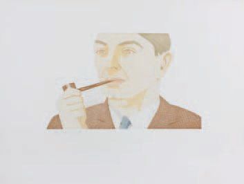 Alex KATZ (Né en 1927) Man with pipe, 1984 Feuillet : 50 x 66 cm. Aquatinte en couleurs....