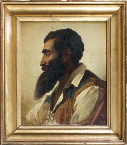 Ecole FRANCAISE vers 1860, entourage d'Alexandre HESSE Portrait d'homme barbu de...