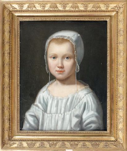 Ecole FRANCAISE vers 1810 Portrait de jeune fille Toile (Manques) 41 x 32,5 cm