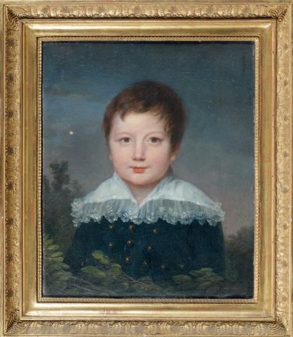 Ecole FRANCAISE vers 1810 Portrait de jeune garçon sur fond de paysage Toile (Manques)...