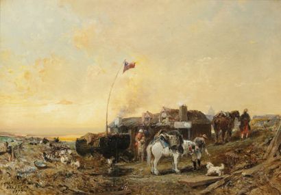 Jules-Achille NOËL (Quimper 1815 - Alger 1881) Les ramasseurs d'algues Sur sa toile...