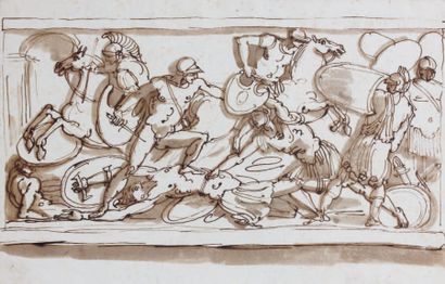 Giacomo ROSSI (1748 - 1817) Scène de bataille d'après un sarcophage antique Plume...