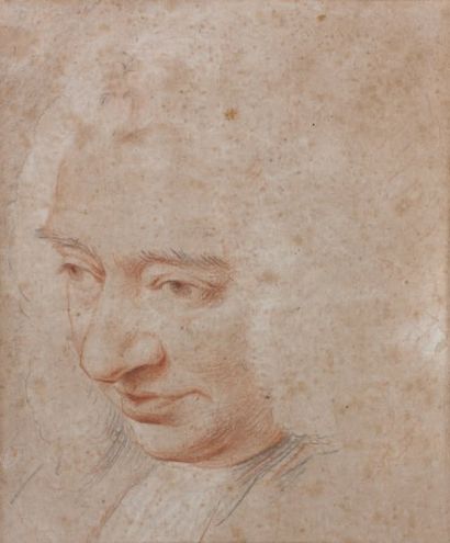 Ecole FRANCAISE vers 1750 Portrait d'homme la tête tournée vers la gauche Pierre...