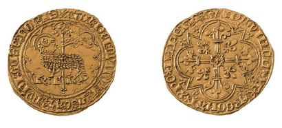 null CHARLES VI (1380-1424) Agnel d'or (10 mai 1417). 2,55 g. Paris (Pt 18e).
Agneau...