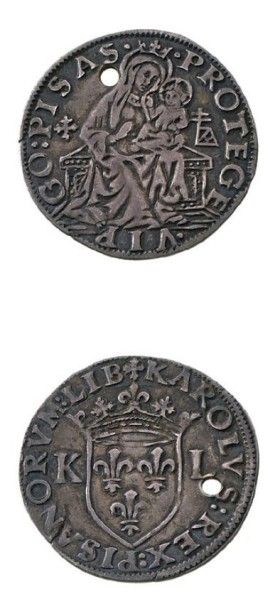 null CHARLES VIII (1483-1498) Blanc frappé à Pise.
D. 617. Rare. Troué sinon TTB