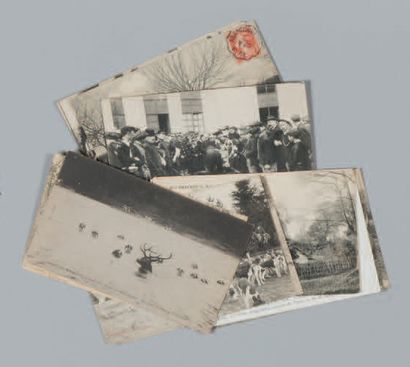 null Ensemble de 12 cartes postales anciennes de vénerie, certaines ayant circulé....