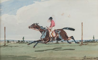 Jonny AUDY (act 1850 - 1880) 
Le jockey
Aquarelle sur papier signée en bas à droite...