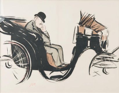 SEM (Georges GOURSAT dit ...) (1863 - 1934) 
Homme et voiture à cheval
Estampe en...