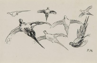 Paul MARCUEYZ (1876 - 1952) Le vol de faisans
Dessin à l'encre sur papier.
Monogramme...