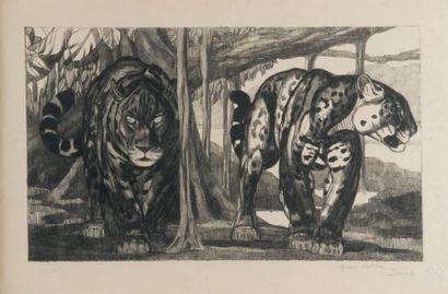 PAUL JOUVE (1878 – 1973) Les deux jaguars
Lithographie originale sur papier japon...