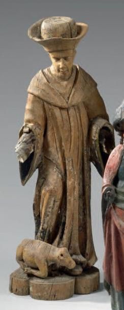 null Saint Antoine le Grand (?), ermite, en bois sculpté avec trace de polychromie...
