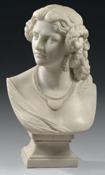Attribué à Prosper d'EPINAY (1836-1914) 
Buste en marbre blanc de Carrare représentant...