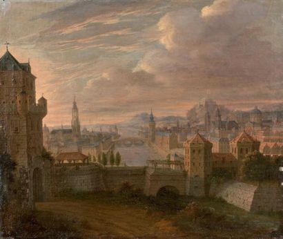 Jan PEETERS (Anvers 1624 - 1678) 
Vue d'une ville allemande Toile. Daté à gauche...