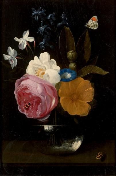 Ecole FLAMANDE du XVIIème siècle, suiveur de Daniel SEGHERS 
Vase de fleurs avec...