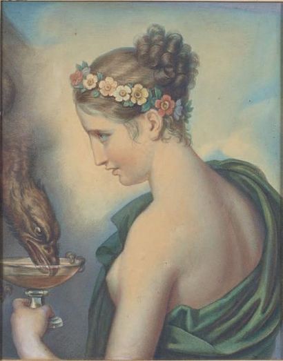 Attribué au Baron Gérard (1770-1837) 
Hébé donnant à boire à Jupiter transformé en...