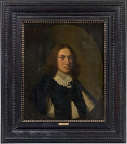 Ecole HOLLANDAISE, 1648 
Portrait d'un homme à l'habit noir
Portrait de femme au...