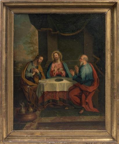 Jean Baptiste de CANY (? - Paris 1693) 
Le Christ et les pèlerins d'Emmaüs
Le Christ...