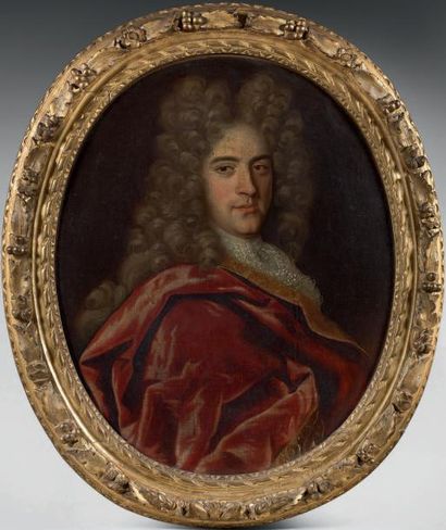 ECOLE FRANCAISE VERS 1730 
Portrait d'homme à l'habit rouge
Portrait de femme à la...