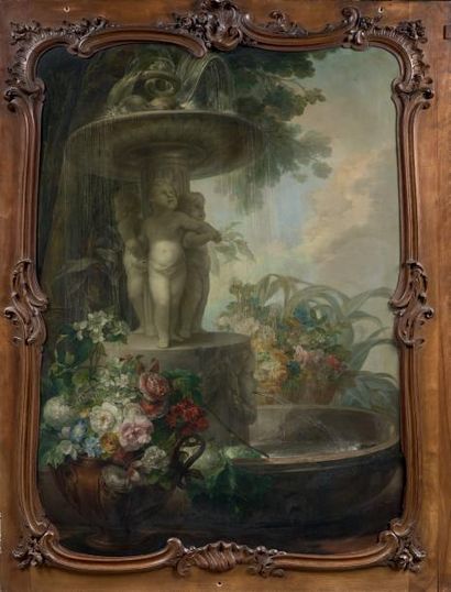 Miguel PARRA ABRIL (Valence 1784 - Madrid 1846) 
Vase de fleurs devant un miroir
Fleurs...