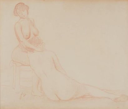 Félix VALLOTTON (1865 - 1925) Deux nus dans l'atelier, vers 1905-1915
Dessin au crayon...