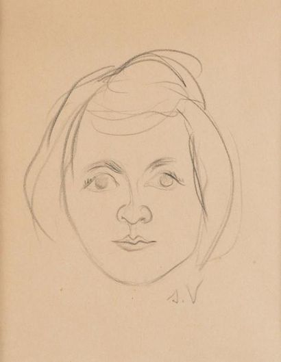 André UTTER (1886 - 1948) Portrait de Mademoiselle Eisemann d'après un dessin de...