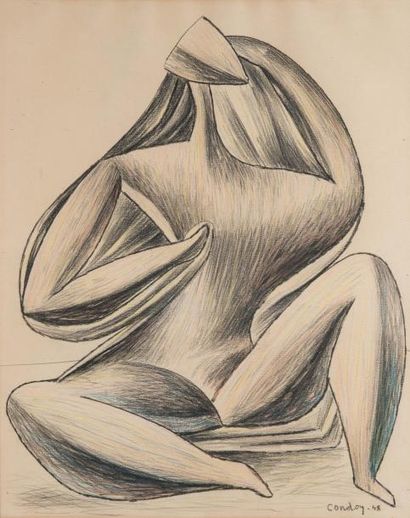 Honorario Garcia CONDOY (1900 - 1953) Femme assise, 1948
Dessin au crayon noir rehaussé...