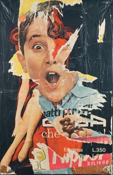 Mimmo ROTELLA (1918 - 2006) Euromsa, 1963
Collage d'affiches lacérées sur toile,...