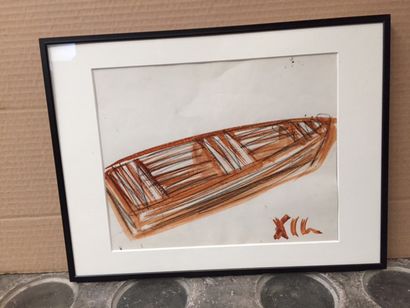 Alexis Leyva MACHADO dit KCHO (Né en 1970) La barque
Lavis et crayon, signé en bas...