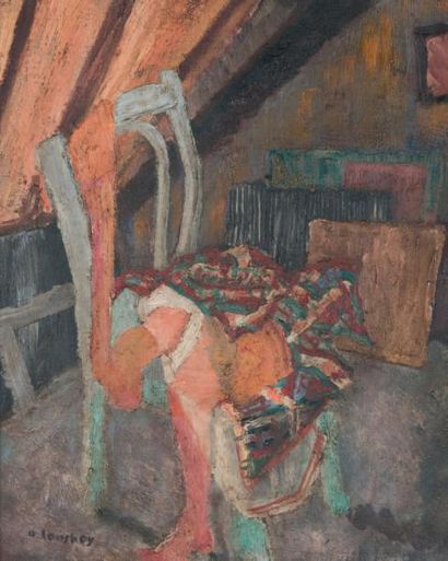 Attribuée à André LANSKOY (1902 - 1976) Intérieur d'atelier
Huile sur toile, signée...