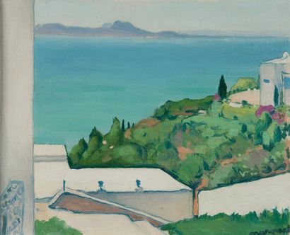 Albert MARQUET (1875 - 1947) La villa Erlanger à Sidi Bou Saïd, 1923
Huile sur toile...